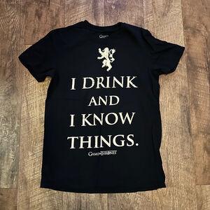 Game of Thrones Black "I Drink and I Know Things" Short Sleeve Tee S
